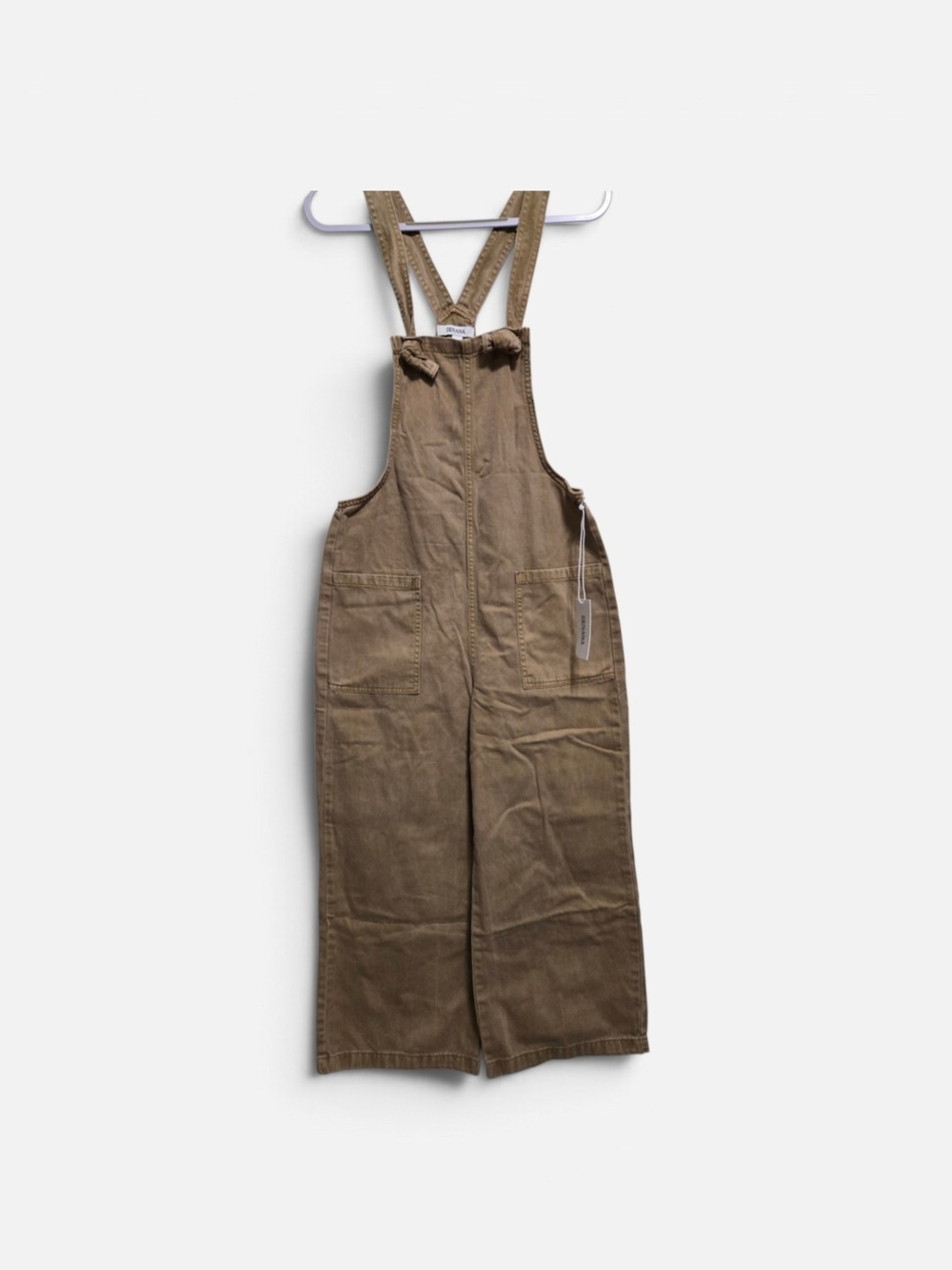 Zenana Outfitters Khaki Wide-Leg Utility Overalls